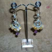 ORECCHINI CON QUARZO CITRINO E AMETISTA