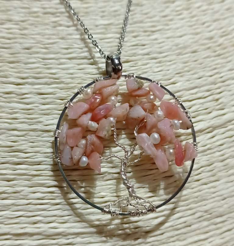 Ciondolo con Perle e Opale rosa