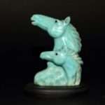 BUSTO COPPIA CAVALLI IN TURCHESE