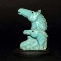 BUSTO COPPIA CAVALLI IN TURCHESE