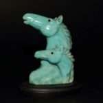 BUSTO COPPIA CAVALLI IN TURCHESE