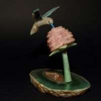 COLIBRI’ SU FIORE IN QUARZO ROSA