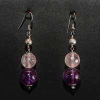 Orecchini con ametista e quarzo rosa