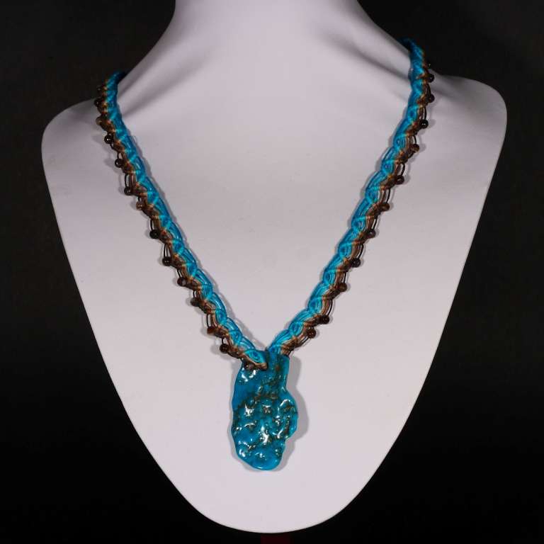 COLLANA CON TURCHESE E QUARZO FUME’