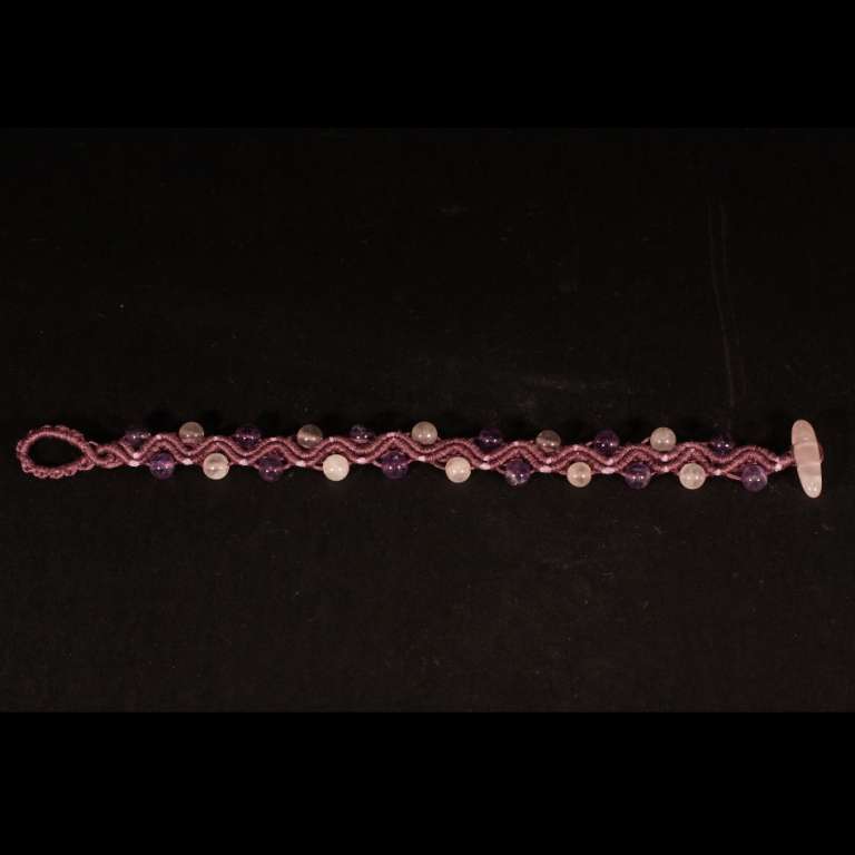 Bracciale con quarzo rosa e ametista